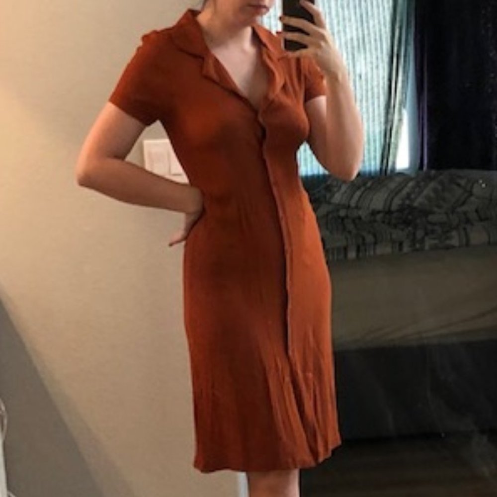 Reformation notched collar button down midi dress